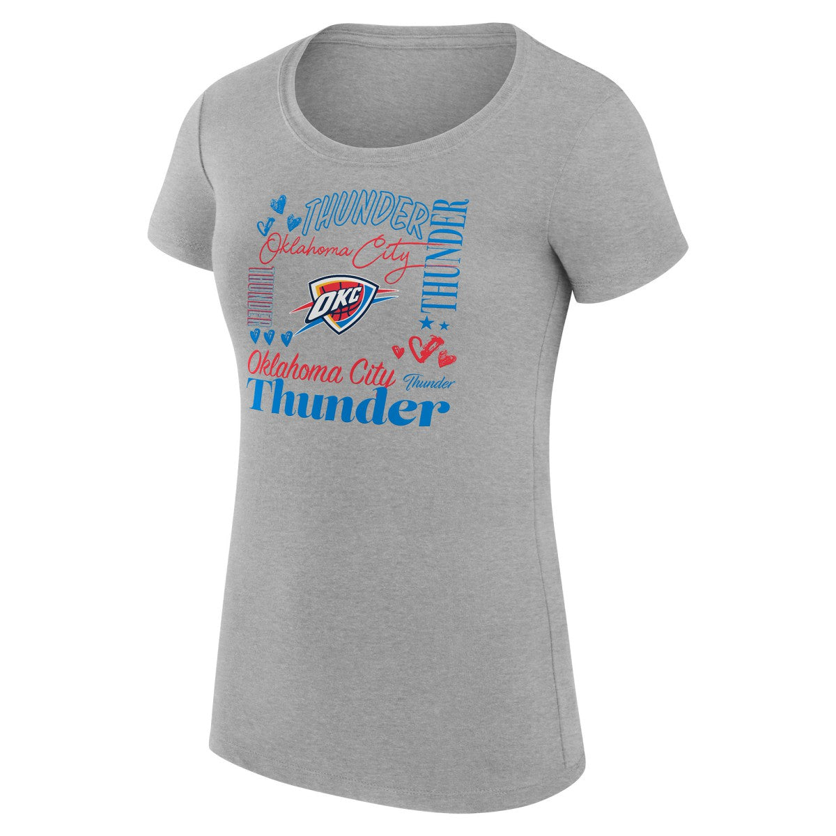 Oklahoma City Thunder G-III 4Her by Carl Banks Women's Super-Slim Fit Lightweight Team Name Collage Graphic T-Shirt