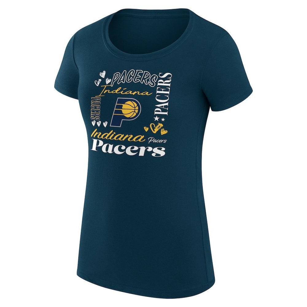 Indiana Pacers G-III 4Her by Carl Banks Women's Super-Slim Fit Lightweight Team Name Collage Graphic T-Shirt