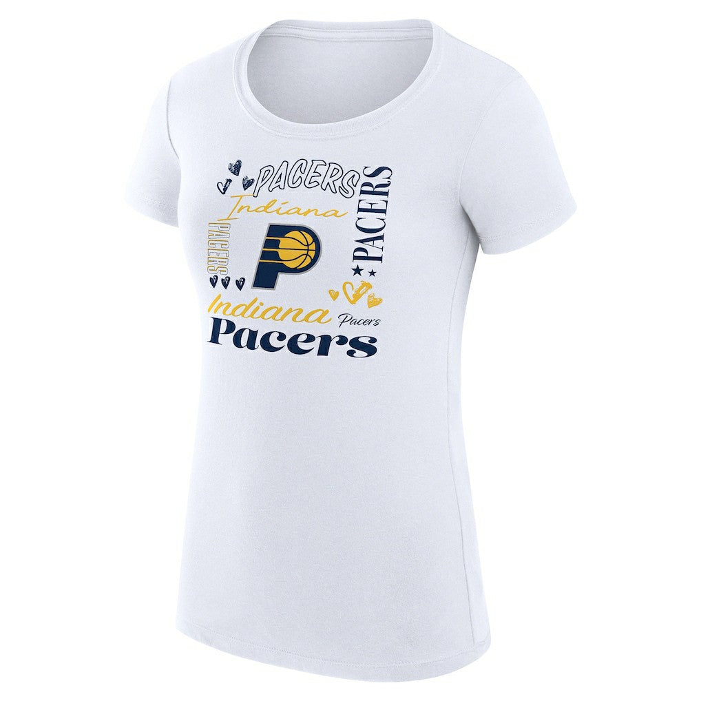 Indiana Pacers G-III 4Her by Carl Banks Women's Super-Slim Fit Lightweight Team Name Collage Graphic T-Shirt