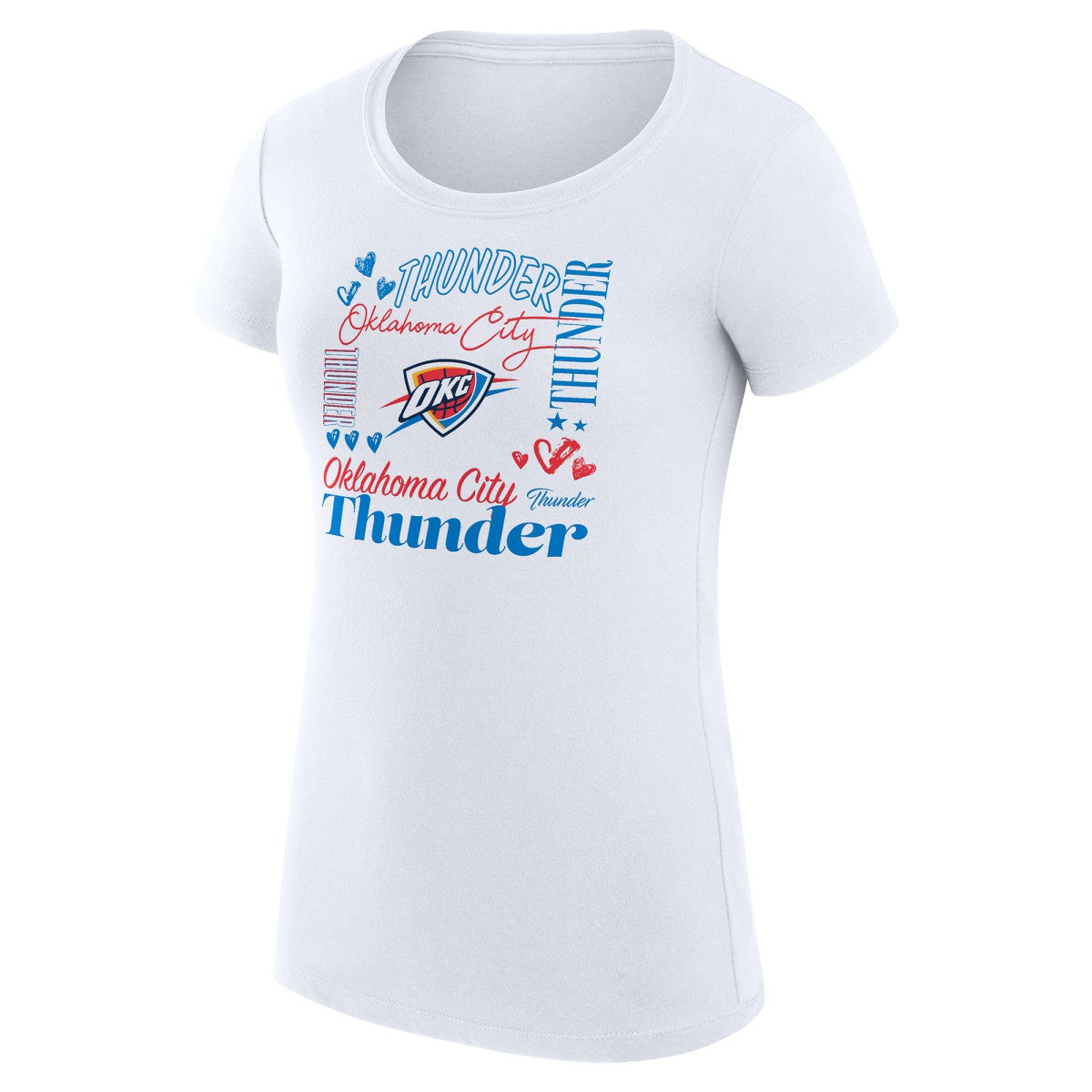 Oklahoma City Thunder G-III 4Her by Carl Banks Women's Super-Slim Fit Lightweight Team Name Collage Graphic T-Shirt