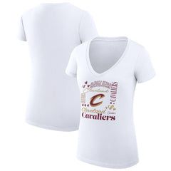 Cleveland Cavaliers G-III 4Her by Carl Banks Women's Super-Slim Fit Lightweight Team Name Collage Graphic V-Neck T-Shirt sale