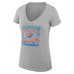 Oklahoma City Thunder G-III 4Her by Carl Banks Women's Super-Slim Fit Lightweight Team Name Collage Graphic V-Neck T-Shirt
