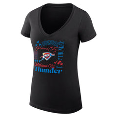 Oklahoma City Thunder G-III 4Her by Carl Banks Women's Super-Slim Fit Lightweight Team Name Collage Graphic V-Neck T-Shirt