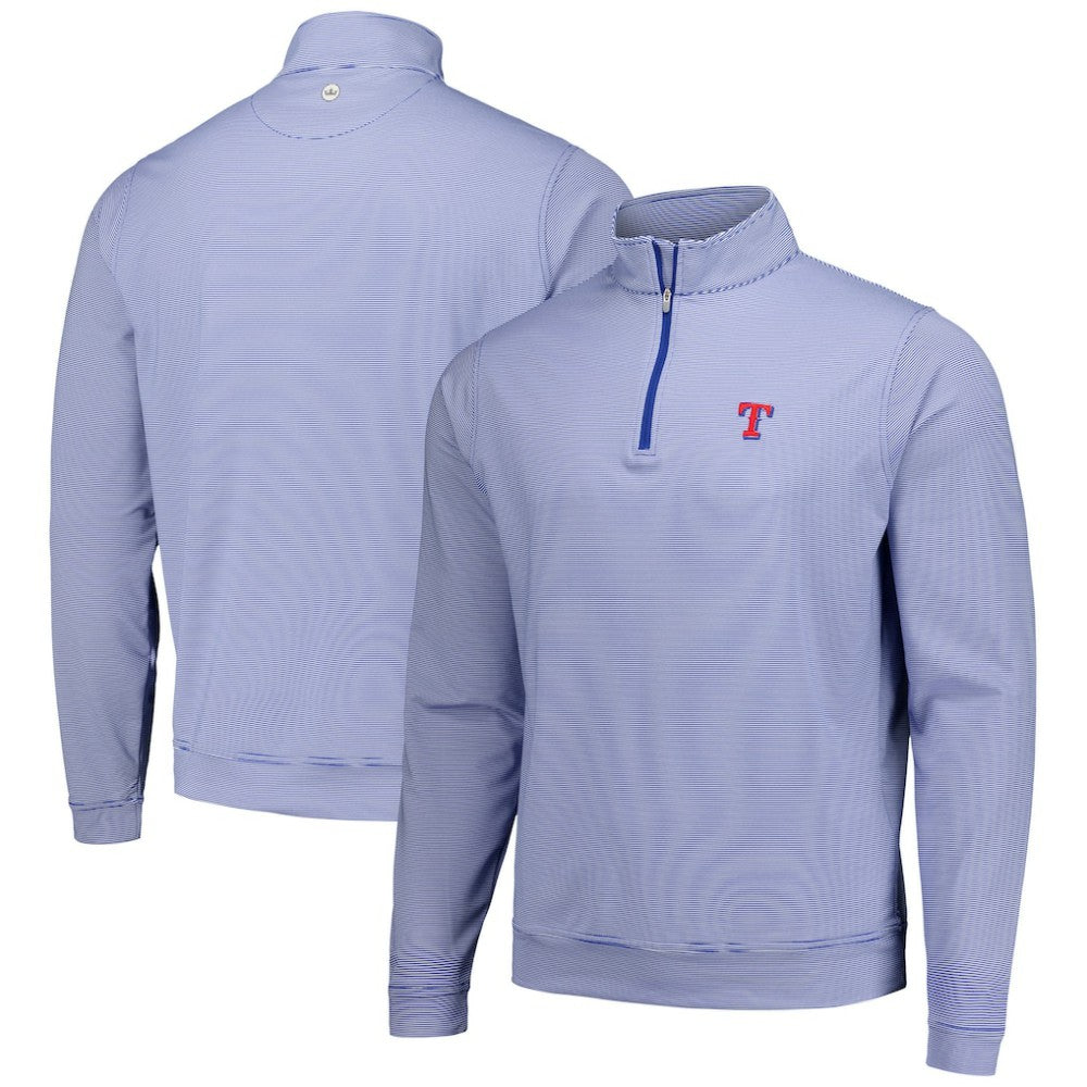 Royal Texas Rangers Peter Millar Perth Sugar Stripe Performance Quarter-Zip Top