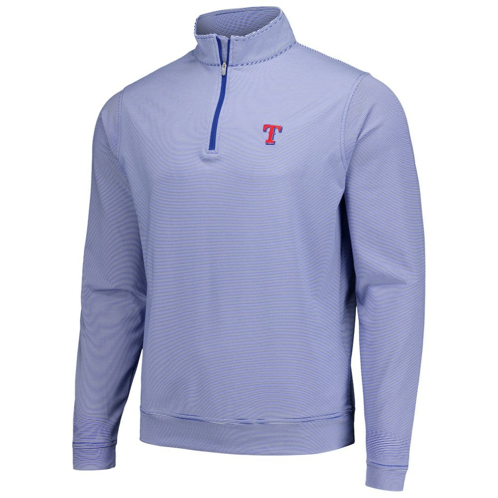 Royal Texas Rangers Peter Millar Perth Sugar Stripe Performance Quarter-Zip Top