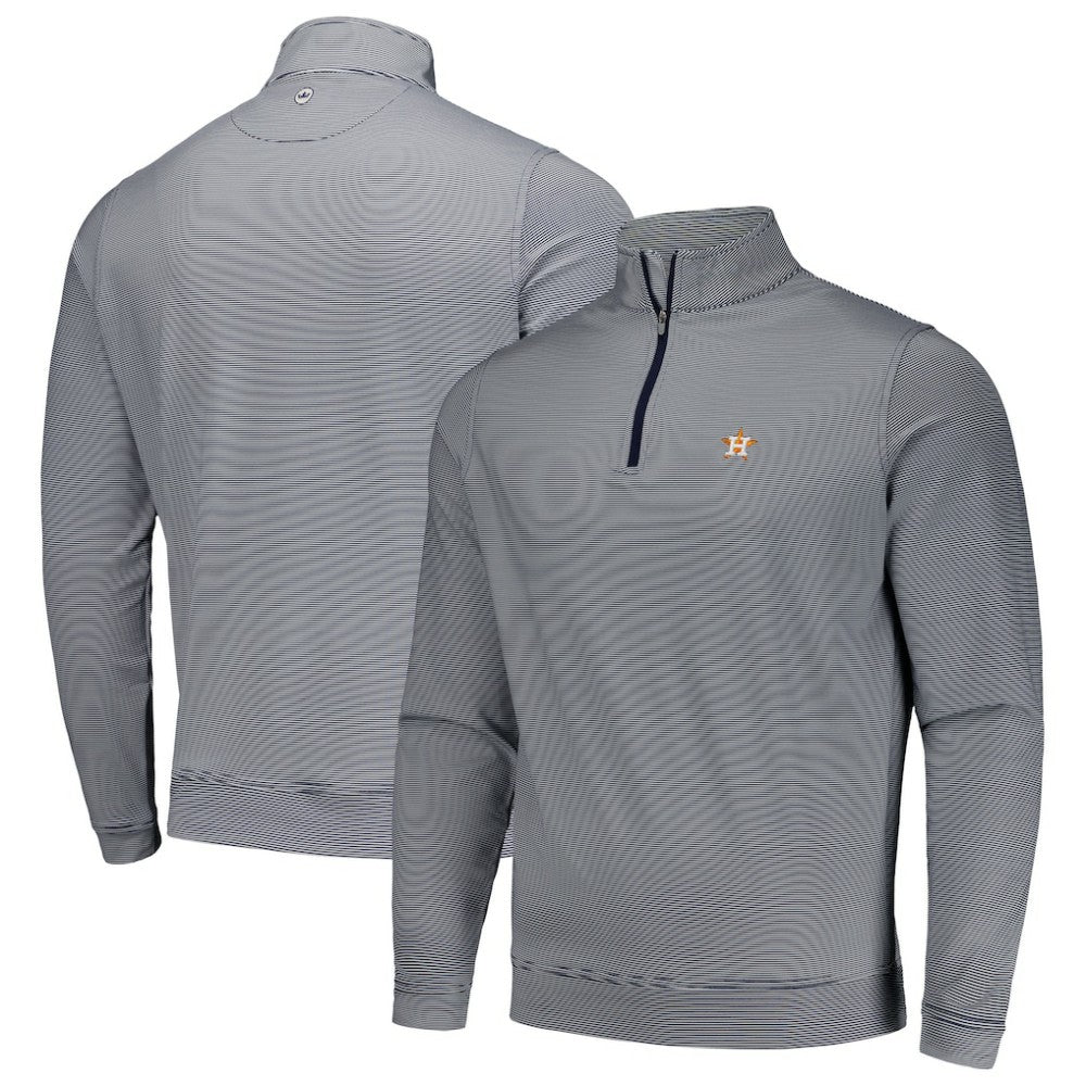 Navy Houston Astros Peter Millar Perth Sugar Stripe Performance Quarter-Zip Top