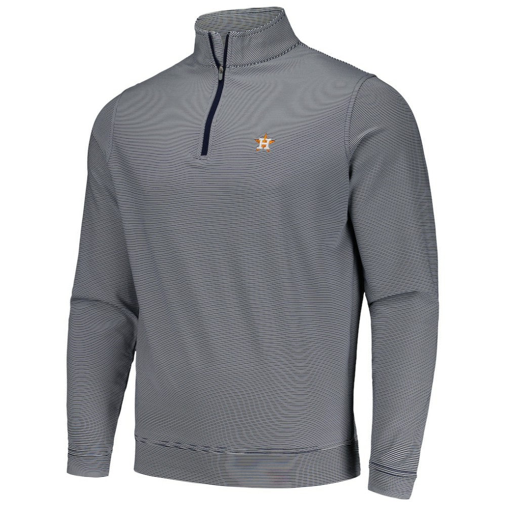 Navy Houston Astros Peter Millar Perth Sugar Stripe Performance Quarter-Zip Top