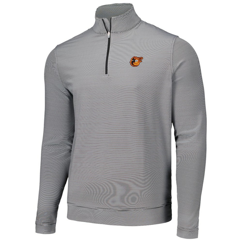 Black Baltimore Orioles Peter Millar Perth Sugar Stripe Performance Quarter-Zip Top