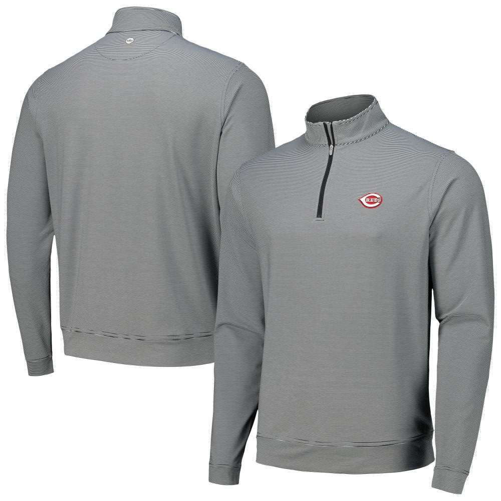 Black Cincinnati Reds Peter Millar Perth Sugar Stripe Performance Quarter-Zip Top