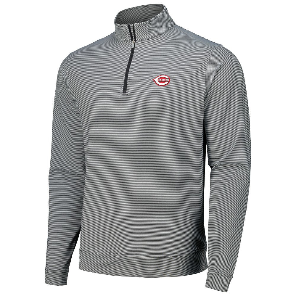 Black Cincinnati Reds Peter Millar Perth Sugar Stripe Performance Quarter-Zip Top