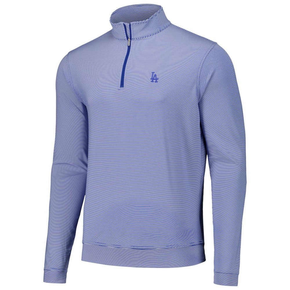 Royal Los Angeles Dodgers Peter Millar Perth Sugar Stripe Performance Quarter-Zip Top
