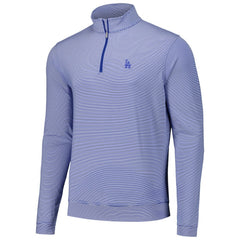 Royal Los Angeles Dodgers Peter Millar Perth Sugar Stripe Performance Quarter-Zip Top