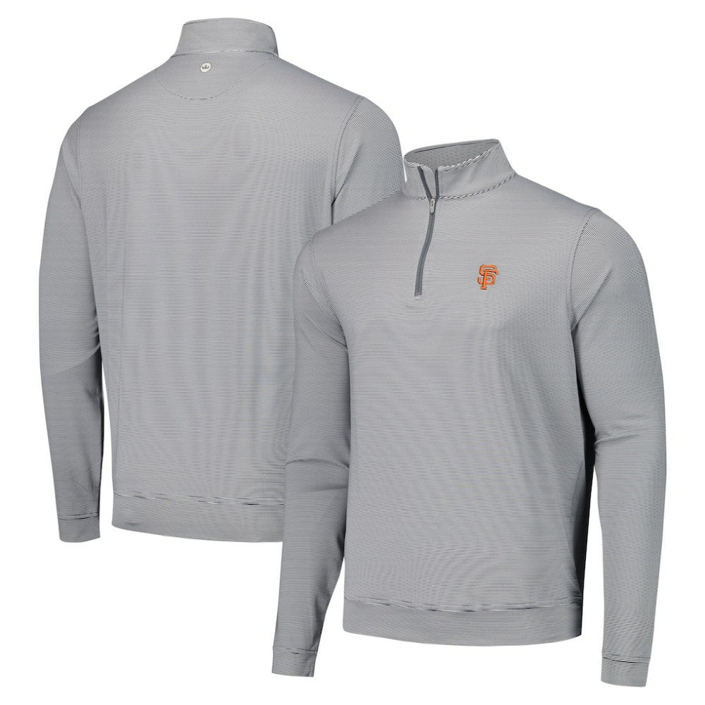 Black San Francisco Giants Peter Millar Perth Sugar Stripe Performance Quarter-Zip Top