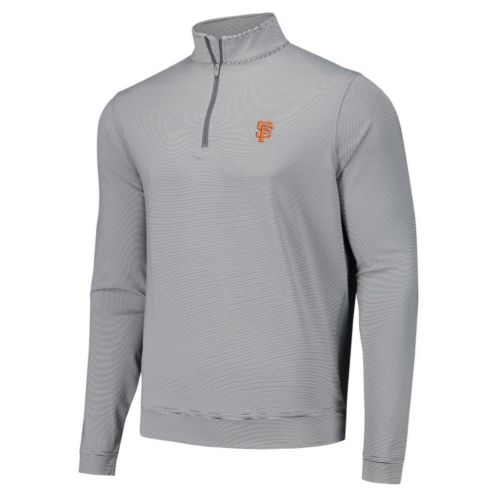 Black San Francisco Giants Peter Millar Perth Sugar Stripe Performance Quarter-Zip Top
