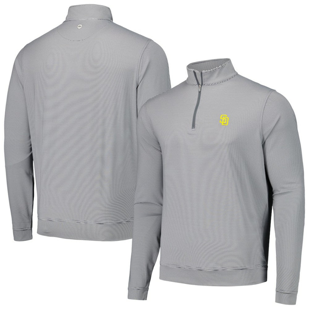 Black San Diego Padres Peter Millar Perth Sugar Stripe Performance Quarter-Zip Top