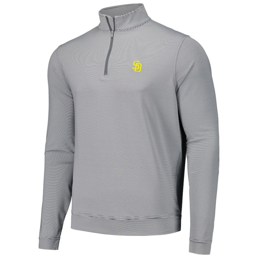 Black San Diego Padres Peter Millar Perth Sugar Stripe Performance Quarter-Zip Top