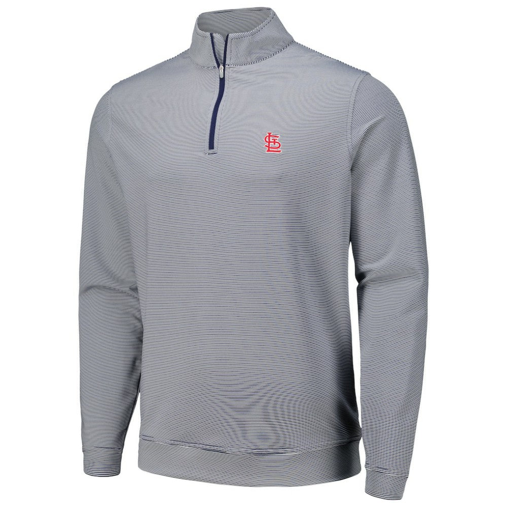 Navy St. Louis Cardinals Peter Millar Perth Sugar Stripe Performance Quarter-Zip Top