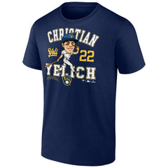 Navy Christian Yelich Milwaukee Brewers Fanatics Hometown Caricature T-Shirt