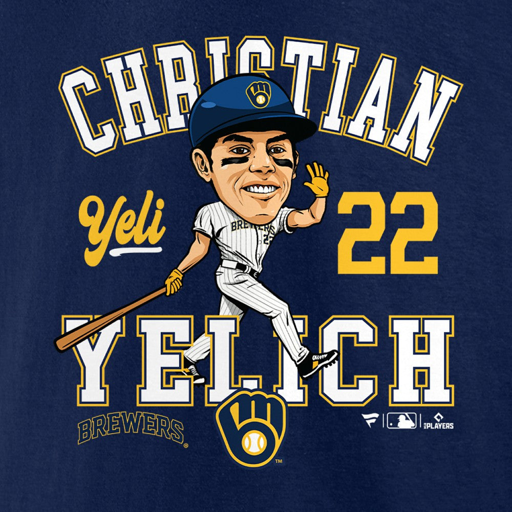 Navy Christian Yelich Milwaukee Brewers Fanatics Hometown Caricature T-Shirt