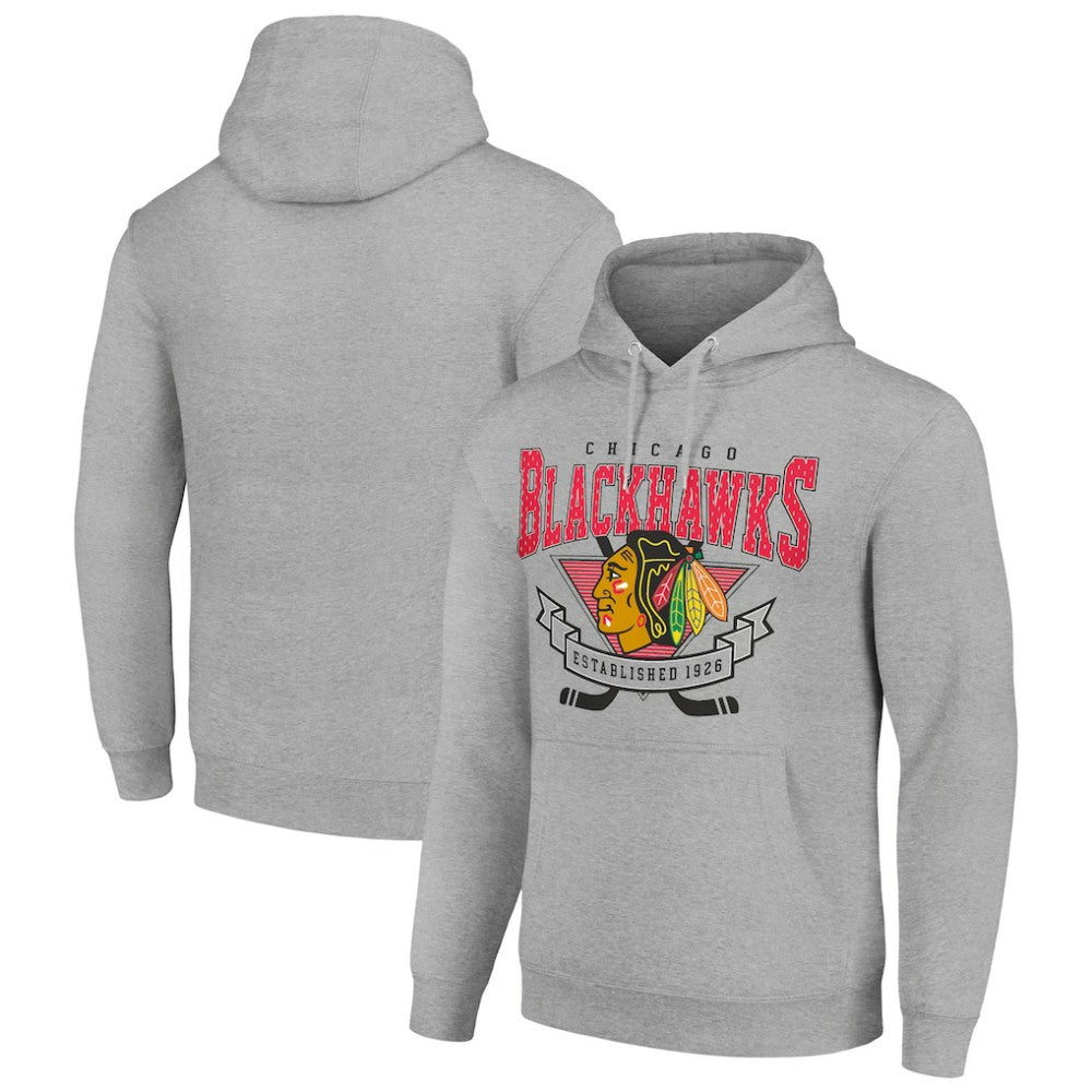 NHL Chicago Blackhawks Starter Team Logo Graphic Fleece Tri-Blend Pullover Hoodie