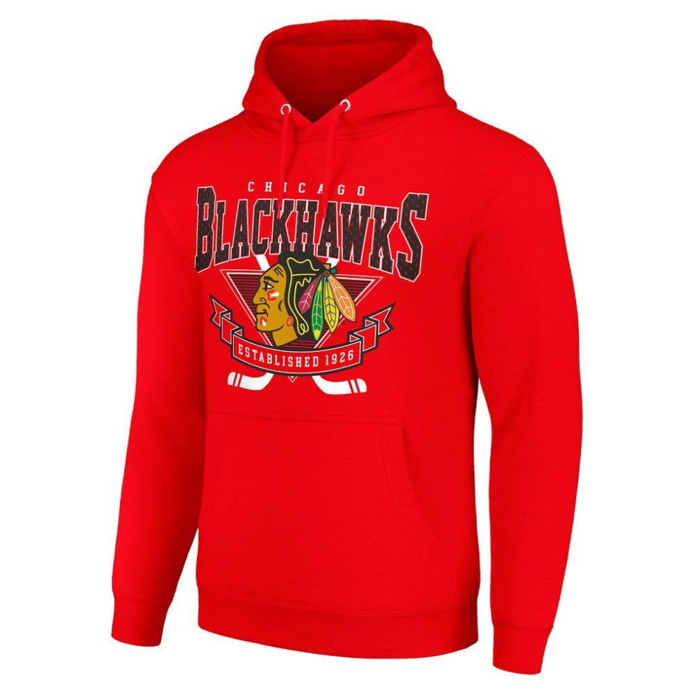 NHL Chicago Blackhawks Starter Team Logo Graphic Fleece Tri-Blend Pullover Hoodie