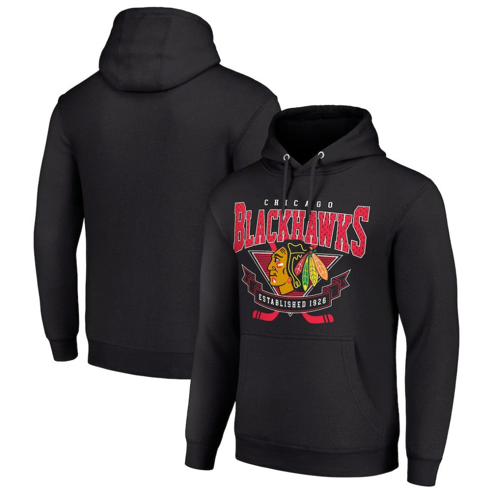 NHL Chicago Blackhawks Starter Team Logo Graphic Fleece Tri-Blend Pullover Hoodie