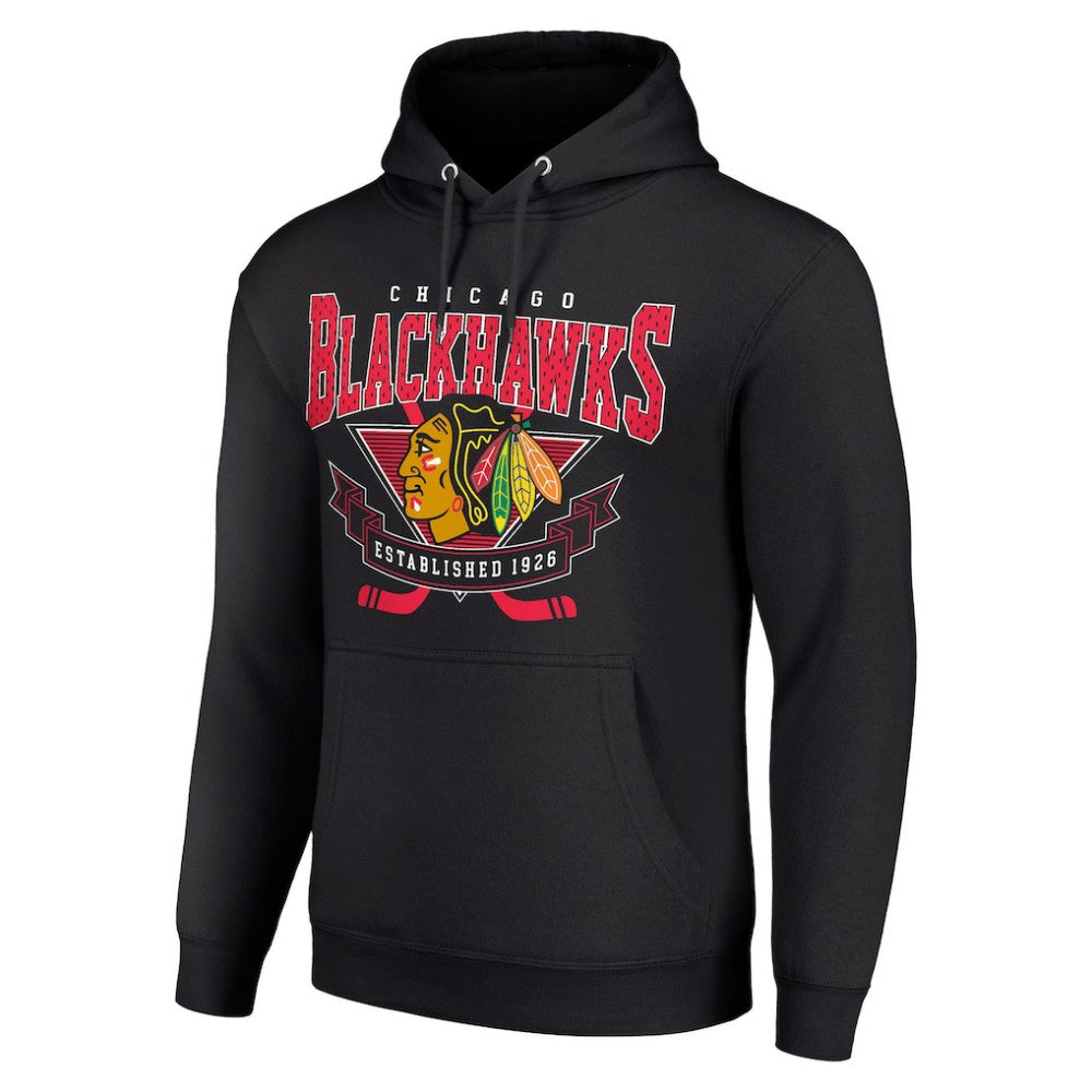 NHL Chicago Blackhawks Starter Team Logo Graphic Fleece Tri-Blend Pullover Hoodie