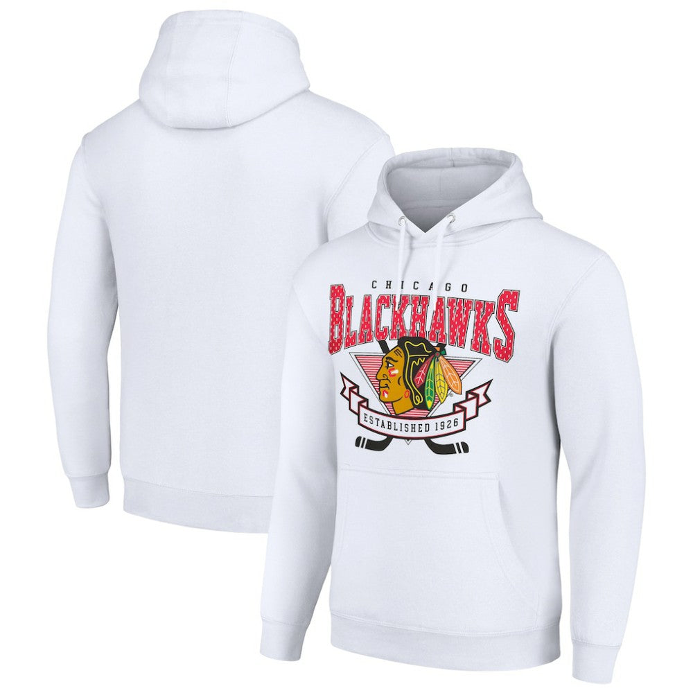 NHL Chicago Blackhawks Starter Team Logo Graphic Fleece Tri-Blend Pullover Hoodie
