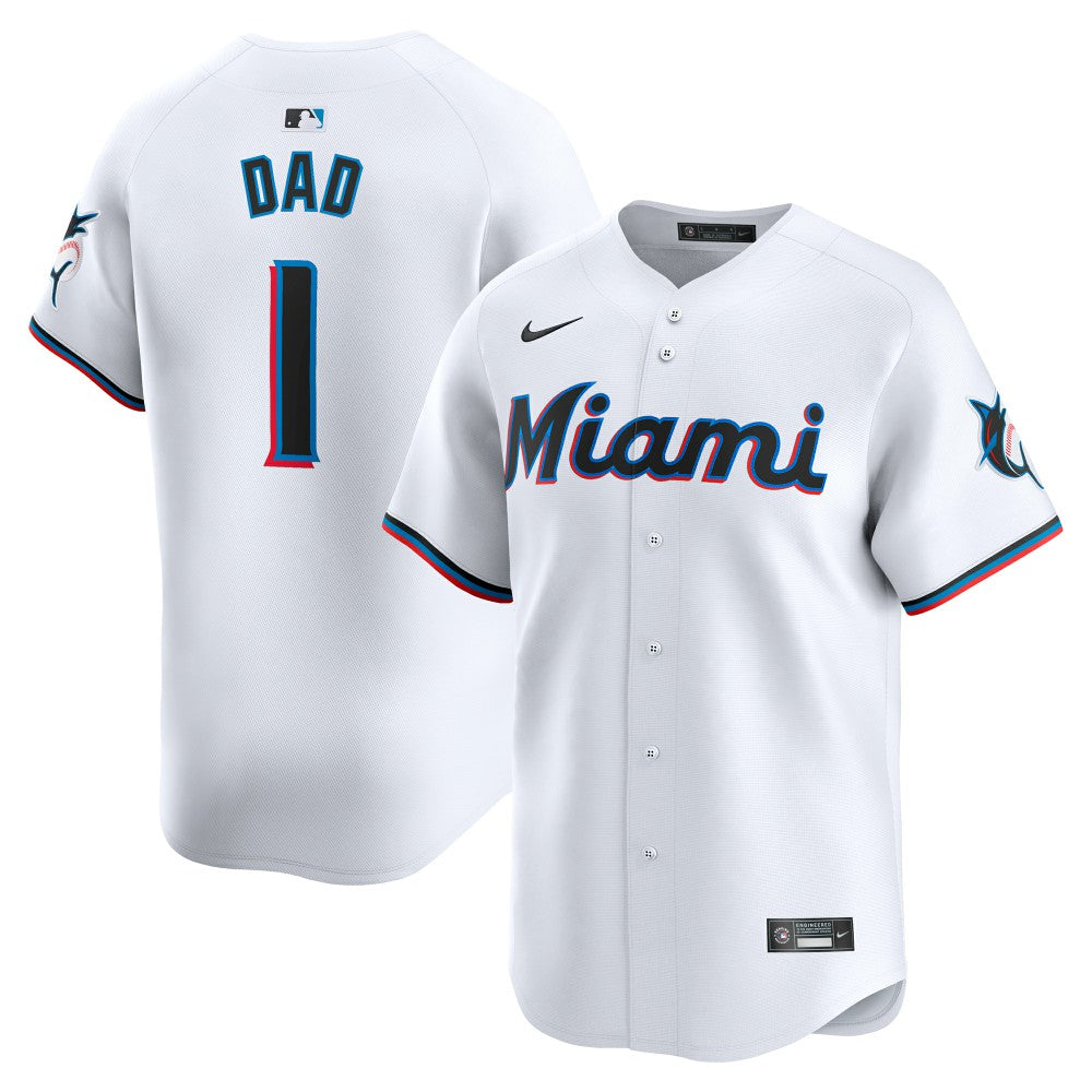 White Miami Marlins Nike #1 Dad Home Limited Jersey