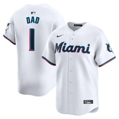 White Miami Marlins Nike #1 Dad Home Limited Jersey