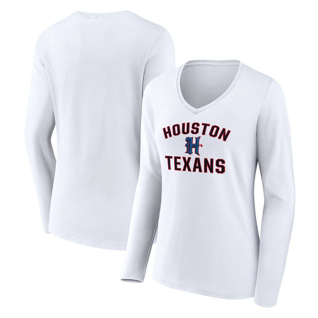 Women's Secondary Logo Victory Arch Long Sleeve V-Neck T-Shirt - Houston Texans T-shirts