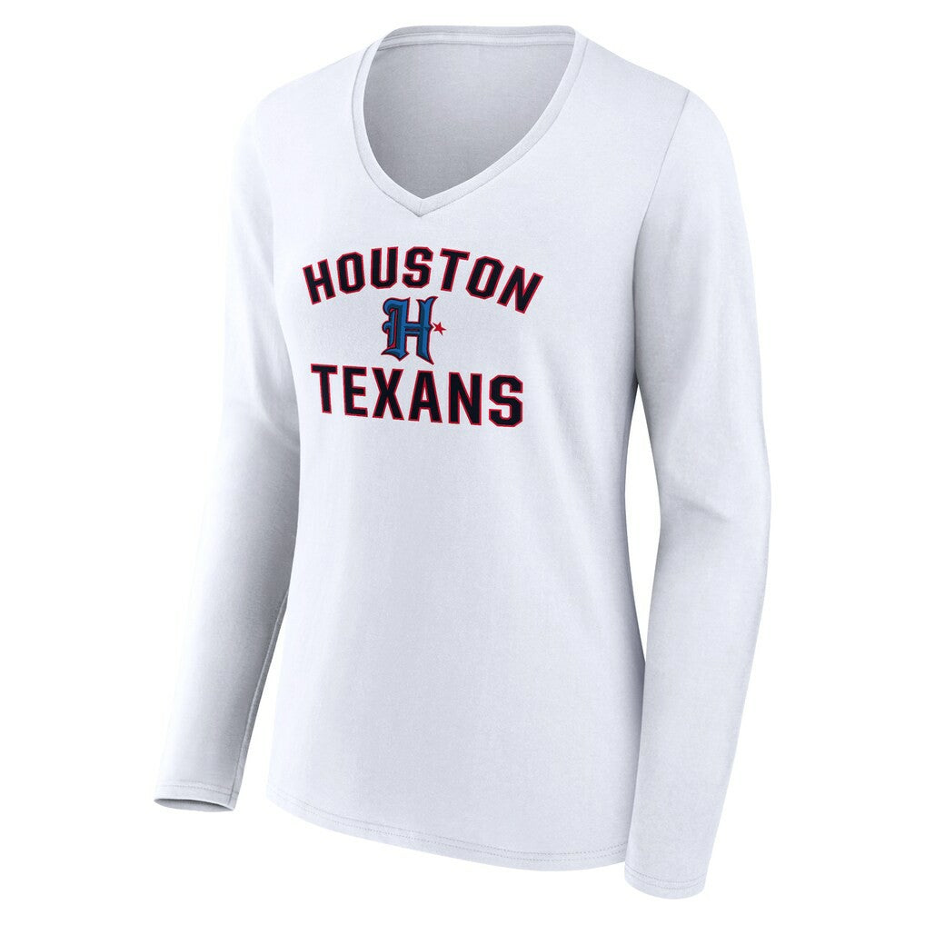 Women's Secondary Logo Victory Arch Long Sleeve V-Neck T-Shirt - Houston Texans T-shirts