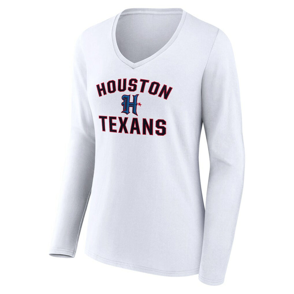 Women's Secondary Logo Victory Arch Long Sleeve V-Neck T-Shirt - Houston Texans T-shirts
