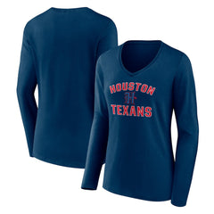 Women's Secondary Logo Victory Arch Long Sleeve V-Neck T-Shirt - Houston Texans T-shirts
