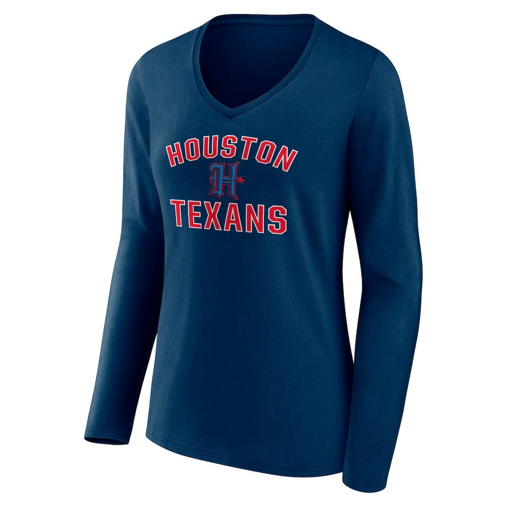 Women's Secondary Logo Victory Arch Long Sleeve V-Neck T-Shirt - Houston Texans T-shirts