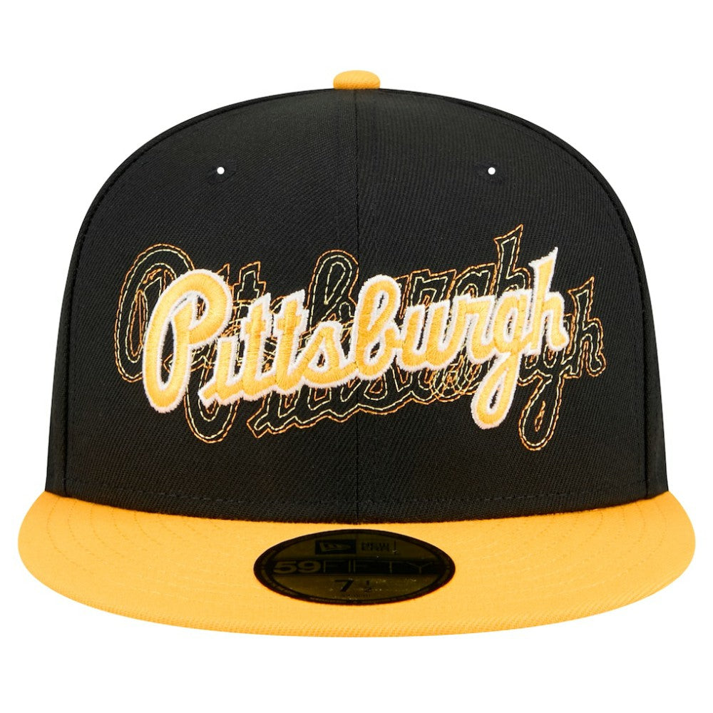 Black Pittsburgh Pirates New Era Shadow Stitch 59FIFTY Fitted Hat