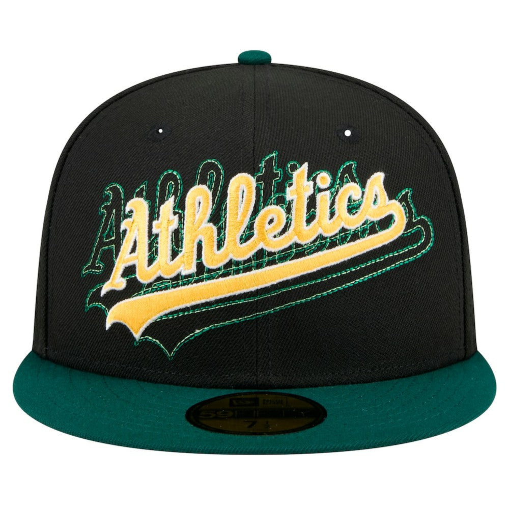 Black Athletics New Era Shadow Stitch 59FIFTY Fitted Hat