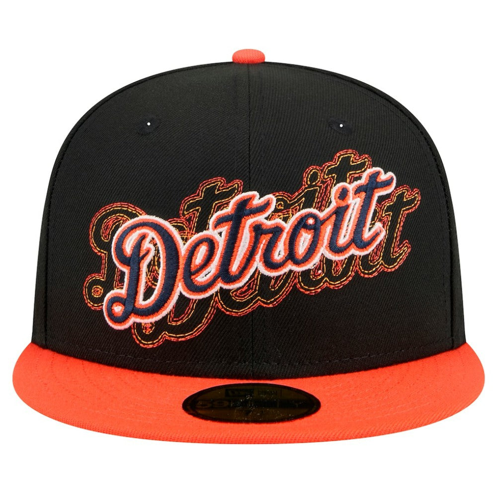 Black Detroit Tigers New Era Shadow Stitch 59FIFTY Fitted Hat