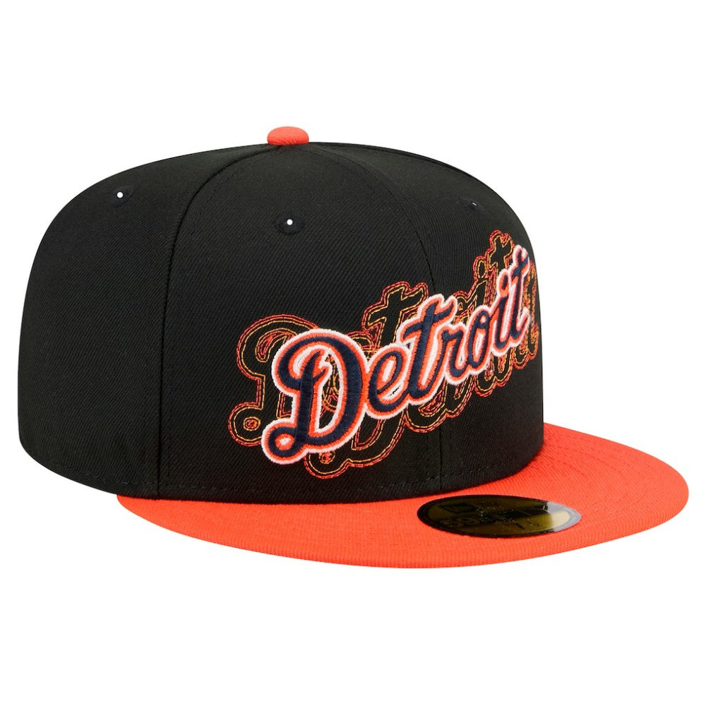 Black Detroit Tigers New Era Shadow Stitch 59FIFTY Fitted Hat