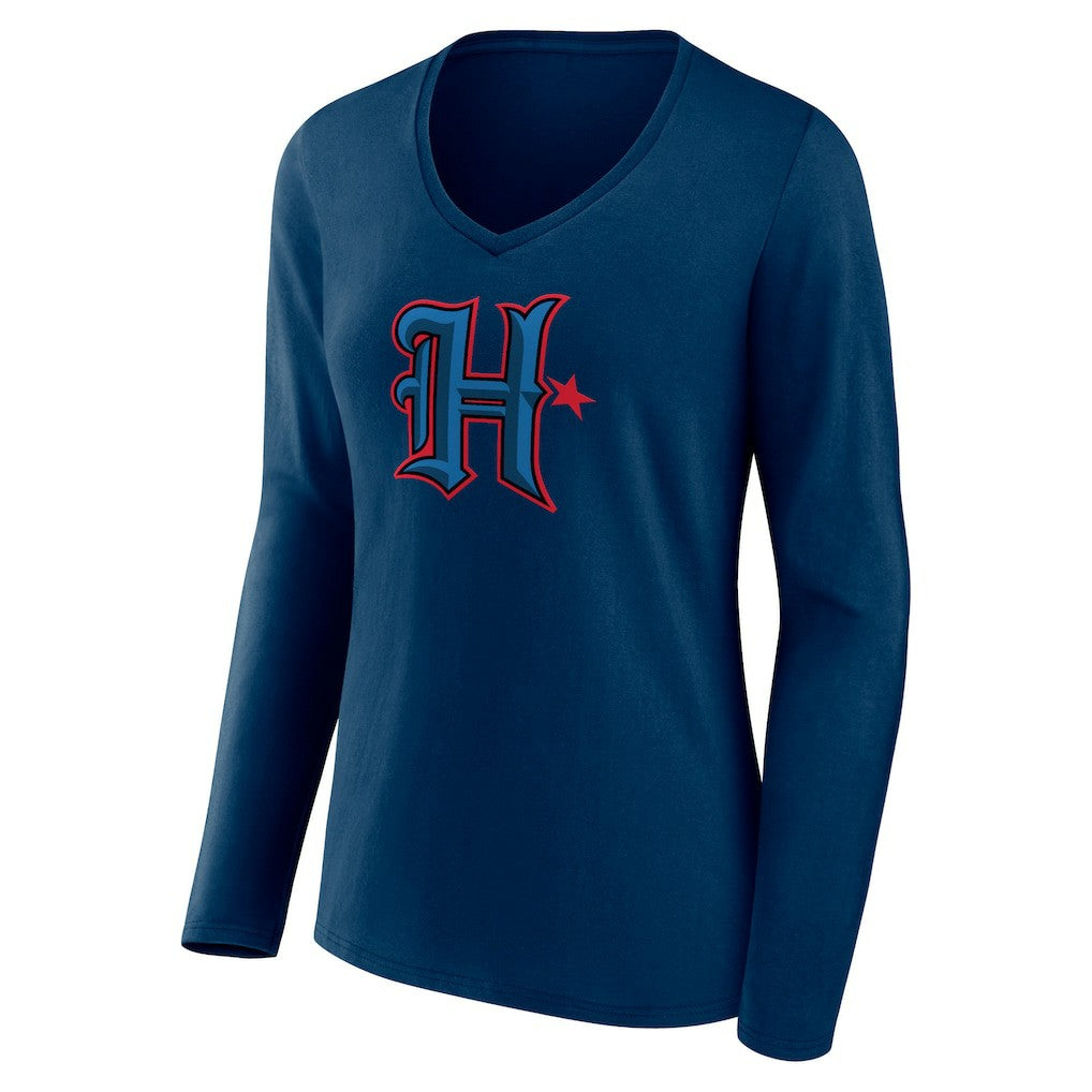 Women's Secondary Logo Long Sleeve V-Neck T-Shirt - Houston Texans T-shirts
