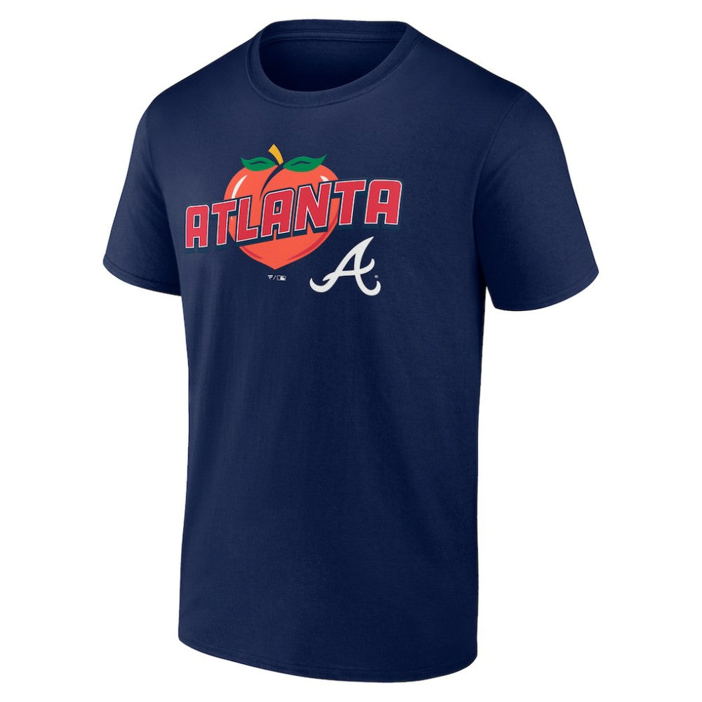Navy Atlanta Braves Peach T-Shirt