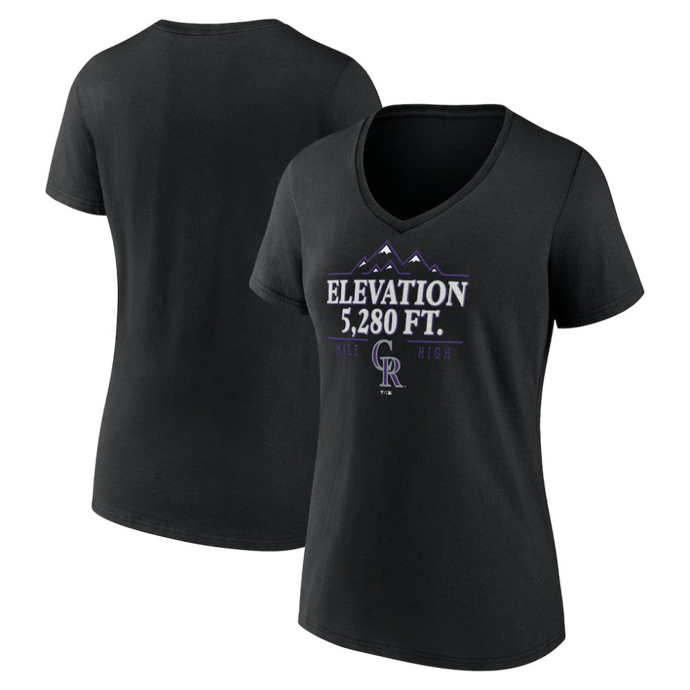 Black Colorado Rockies Women's Elevation V-Neck T-Shirt
