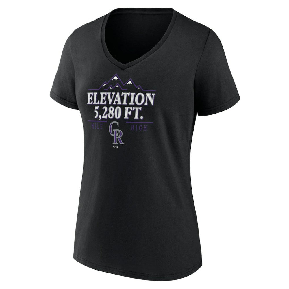 Black Colorado Rockies Women's Elevation V-Neck T-Shirt