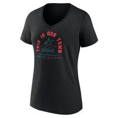 Black Miami Marlins Women's Our Town V-Neck T-Shirt