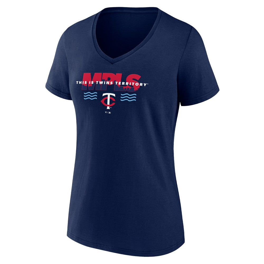 Navy Minnesota Twins Women's Territory V-Neck T-Shirt