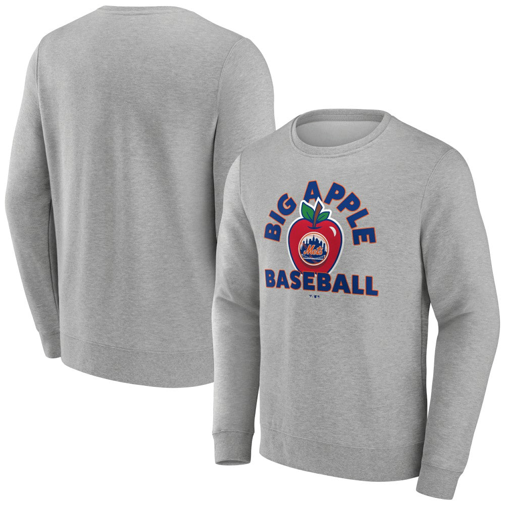 Gray New York Mets Big Apple Baseball Pullover Sweatshirt