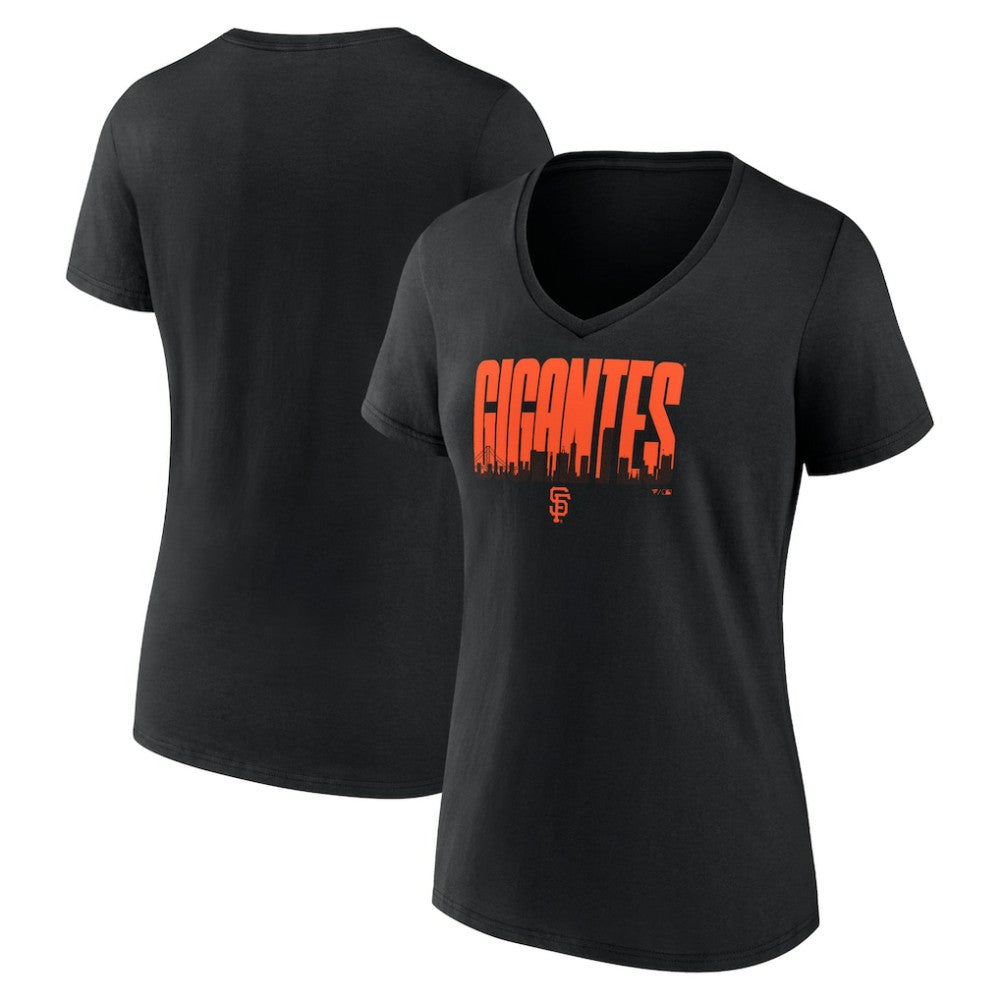Black San Francisco Giants Women's Gigantes V-Neck T-Shirt