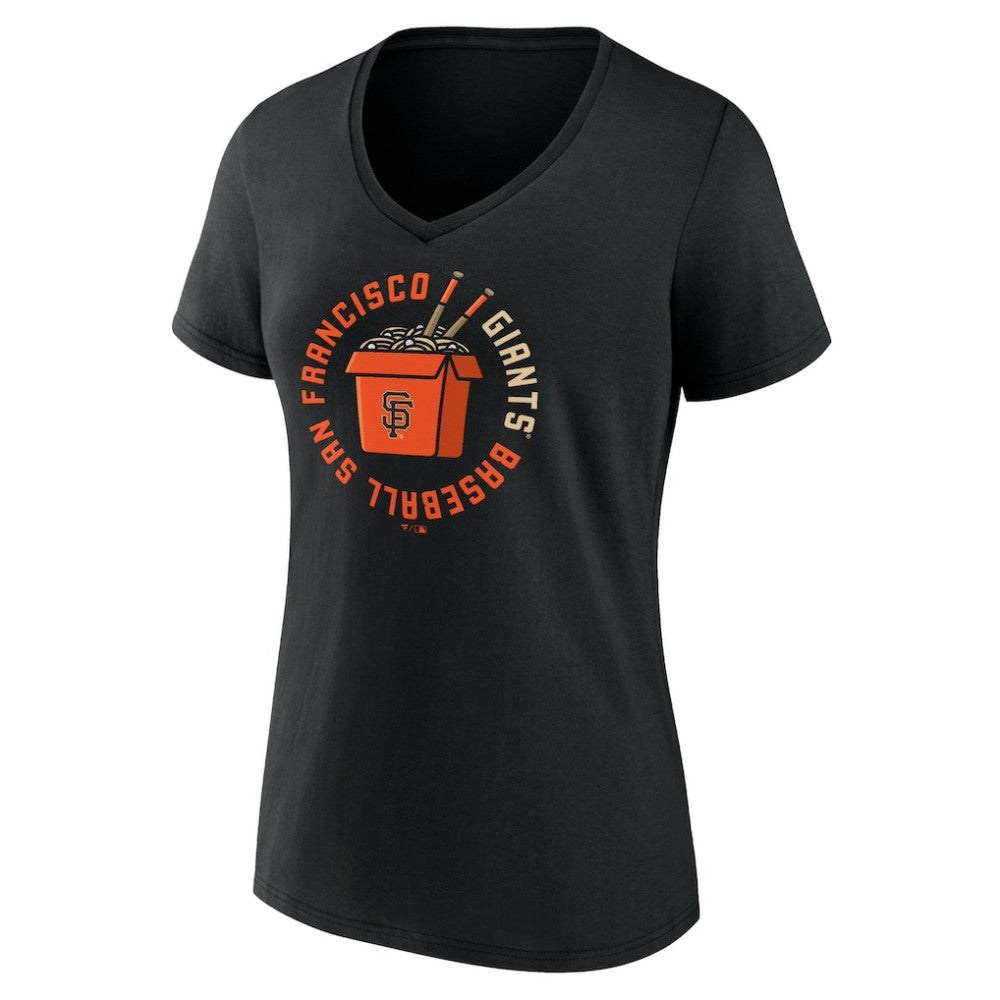 Black San Francisco Giants Women's Noodles V-Neck T-Shirt