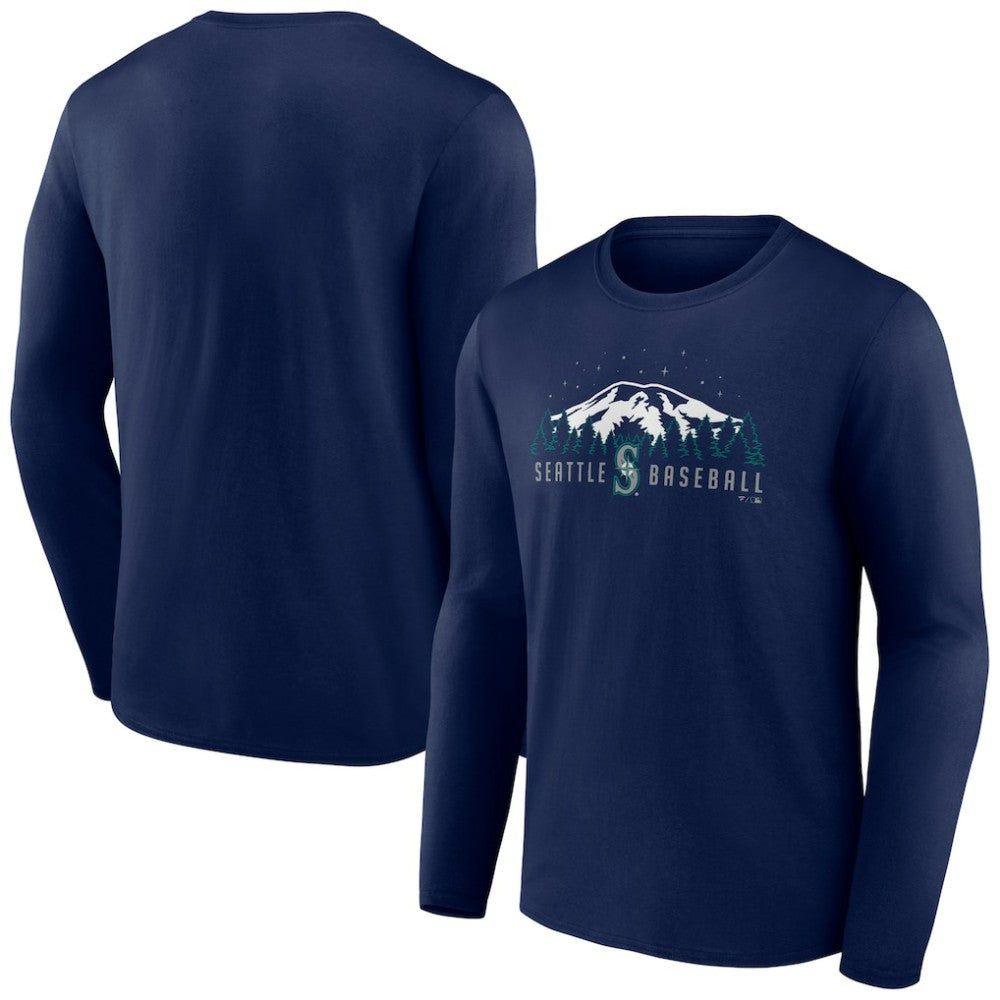 Navy Seattle Mariners Mountains Long Sleeve T-Shirt