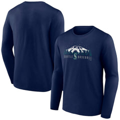 Navy Seattle Mariners Mountains Long Sleeve T-Shirt